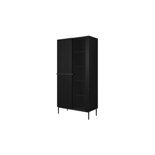 Witryna Nicole 100 cm z ryflowanym frontem - czarny mat